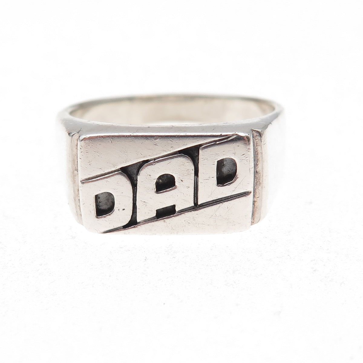 925 Sterling Silver Vintage Dad Oxidized Signet Ring Size 11