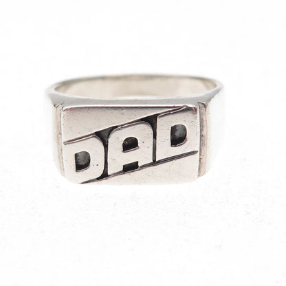 925 Sterling Silver Vintage Dad Oxidized Signet Ring Size 11