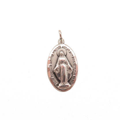 Bliss 925 Sterling Silver Antique Art Deco St. Mary Miraculous Charm Pendant