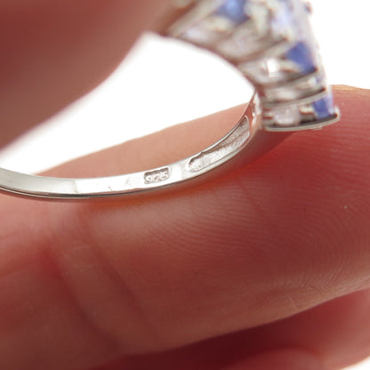Chuck Clemency 925 Sterling Silver Real Oval-Cut Tanzanite Ring Size 8