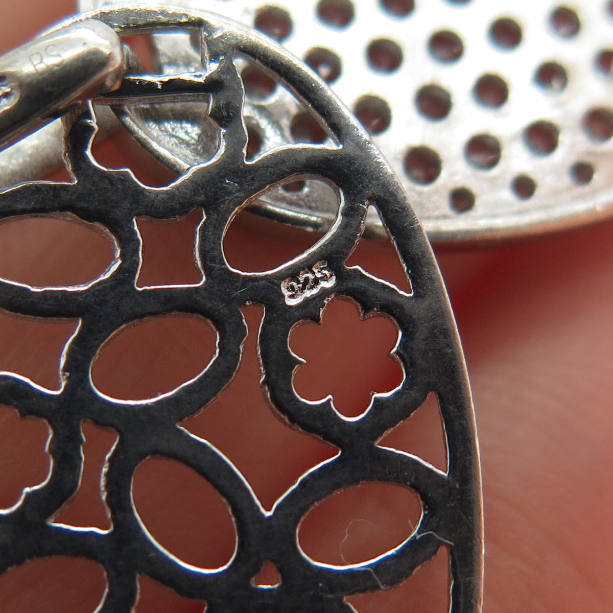 925 Sterling Silver Round-Cut C Z Ornate Slide Dual-Charm Pendant