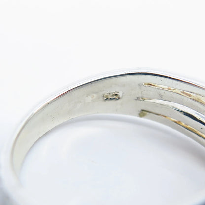 925 Sterling Silver Vintage Ball Wavy Ring Size 7.75