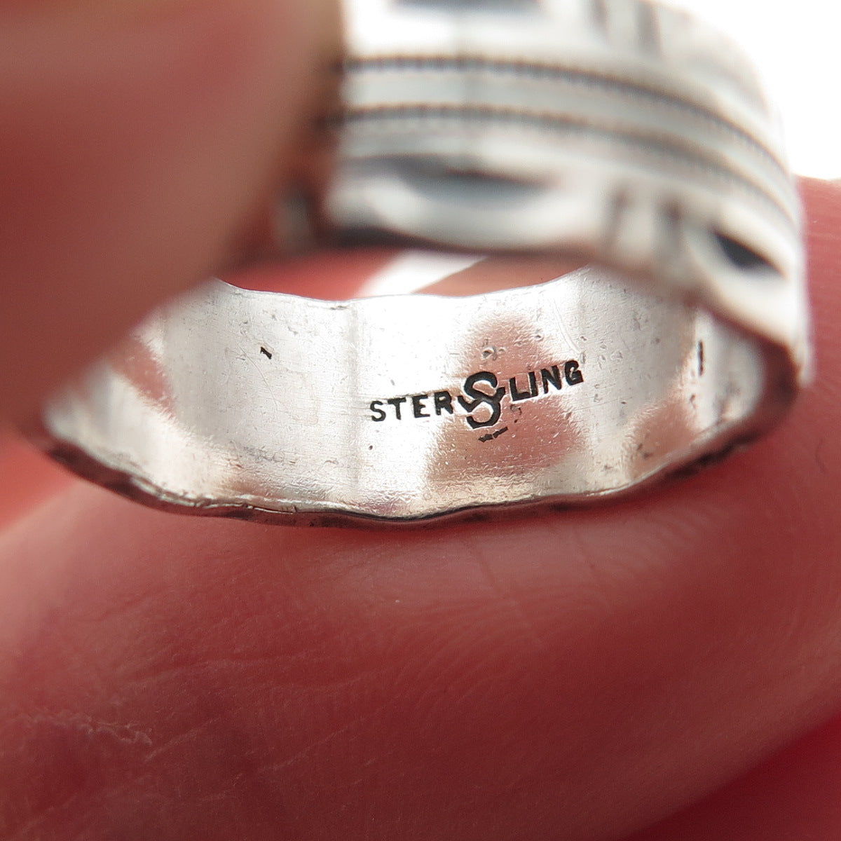 J.D. SCHLANG CO. 925 Sterling Silver Vintage Oxidized Band Ring Size 4.5