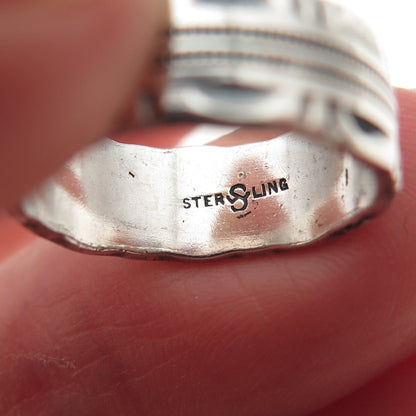 J.D. SCHLANG CO. 925 Sterling Silver Vintage Oxidized Band Ring Size 4.5