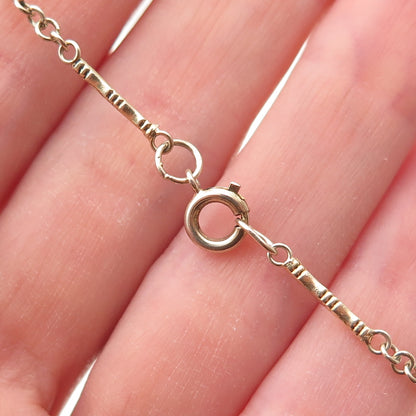 925 Sterling Silver Gold Plated Vintage Bamboo Bar Chain Necklace 20"