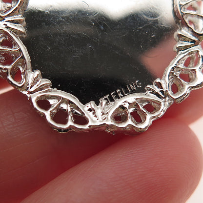 925 Sterling Silver Vintage Pink Rhinestone Merry Christmas Santa Charm Pendant