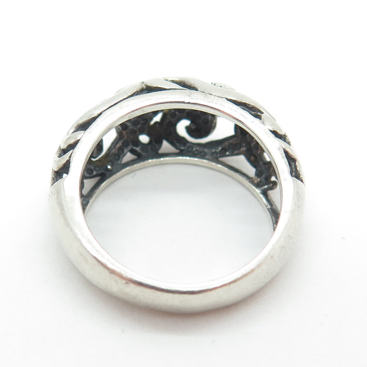 925 Sterling Silver Vintage Signature Scroll Ring Size 7