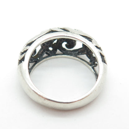 925 Sterling Silver Vintage Signature Scroll Ring Size 7