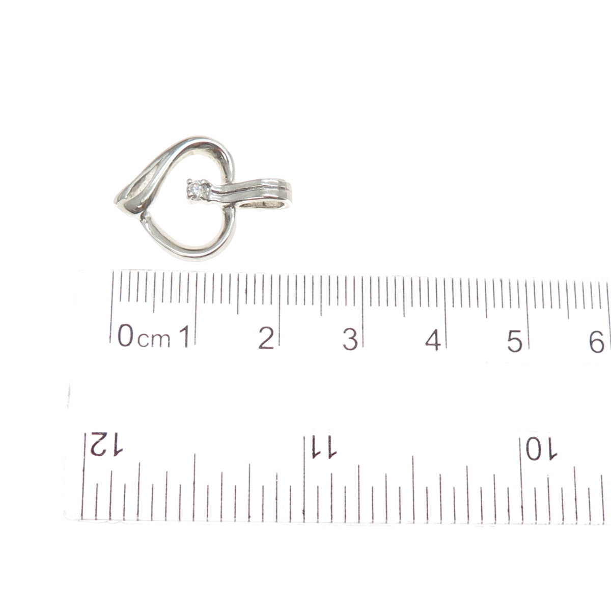 DIADEMA 925 Sterling Silver Vintage C Z Heart Minimalist Charm Pendant