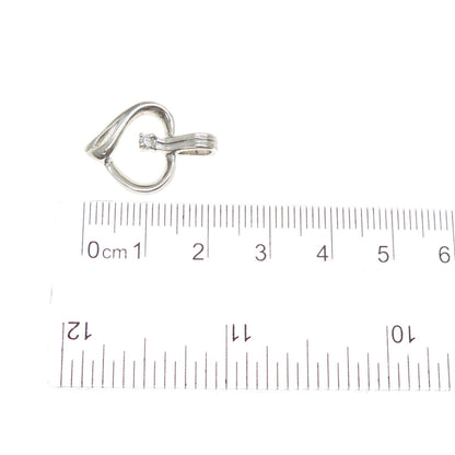 DIADEMA 925 Sterling Silver Vintage C Z Heart Minimalist Charm Pendant