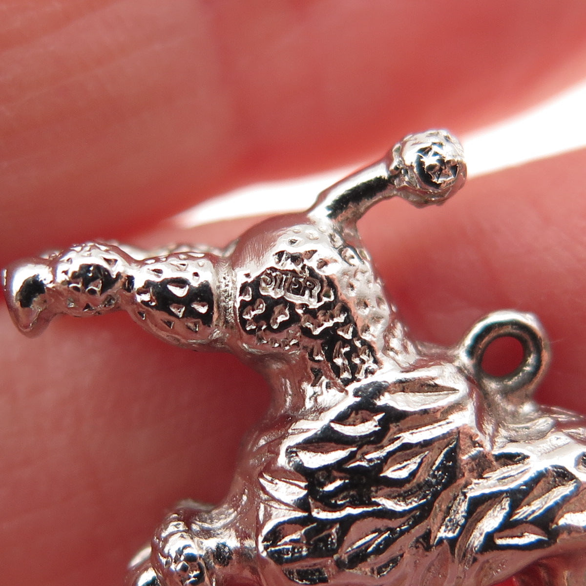 925 Sterling Silver Vintage Poodle Dog 3D Mini Charm Pendant