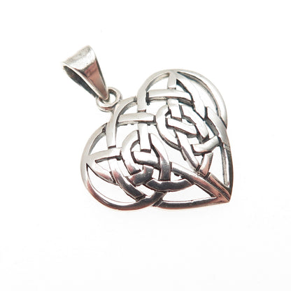 Charles Winston 925 Sterling Silver Vintage Celtic Trinity Heart Charm Pendant