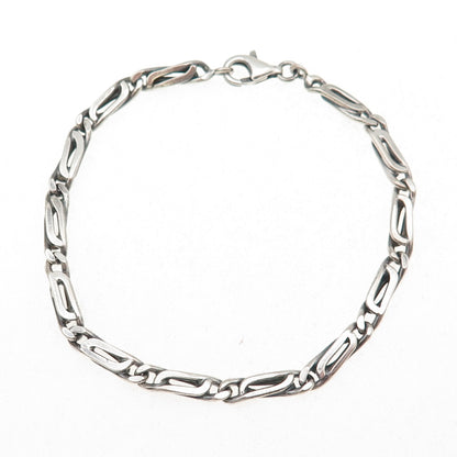 925 Sterling Silver Vintage Paperclip Link Oxidized Bracelet 7.25"
