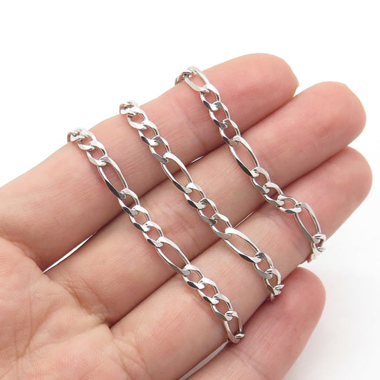 925 Sterling Silver Italy Figaro Chain Necklace 16"