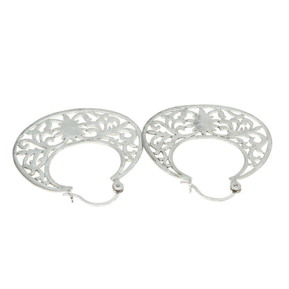 925 Sterling Silver Ornate Hinged Earrings