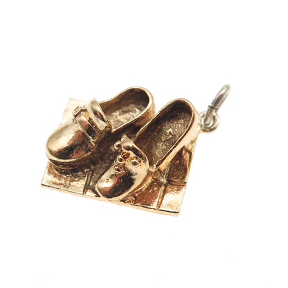 Anson 925 Sterling Gold Plated Vintage Step Dance Shoes 3D Mini Charm Pendant