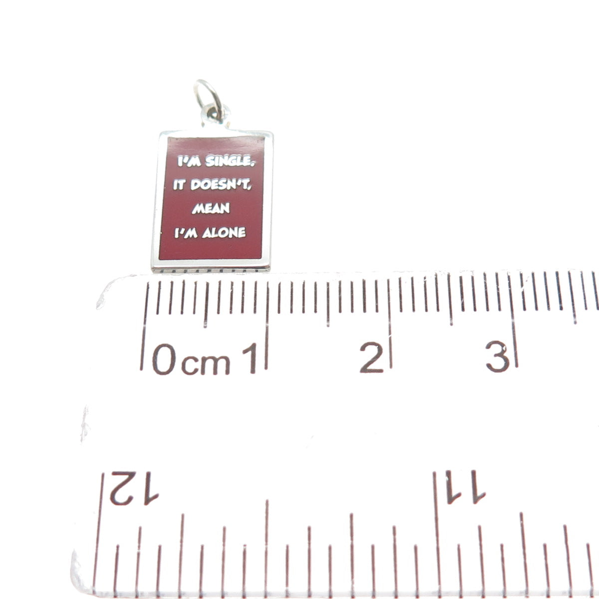 925 Sterling Red Enamel I'm Single It Doesn't Mean I'm Alone Minimalist Pendant