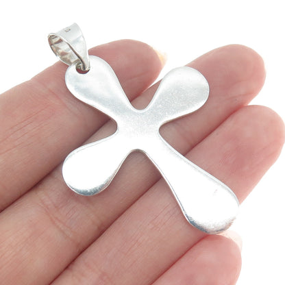 925 Sterling Silver Vintage Modernist Cross Pendant