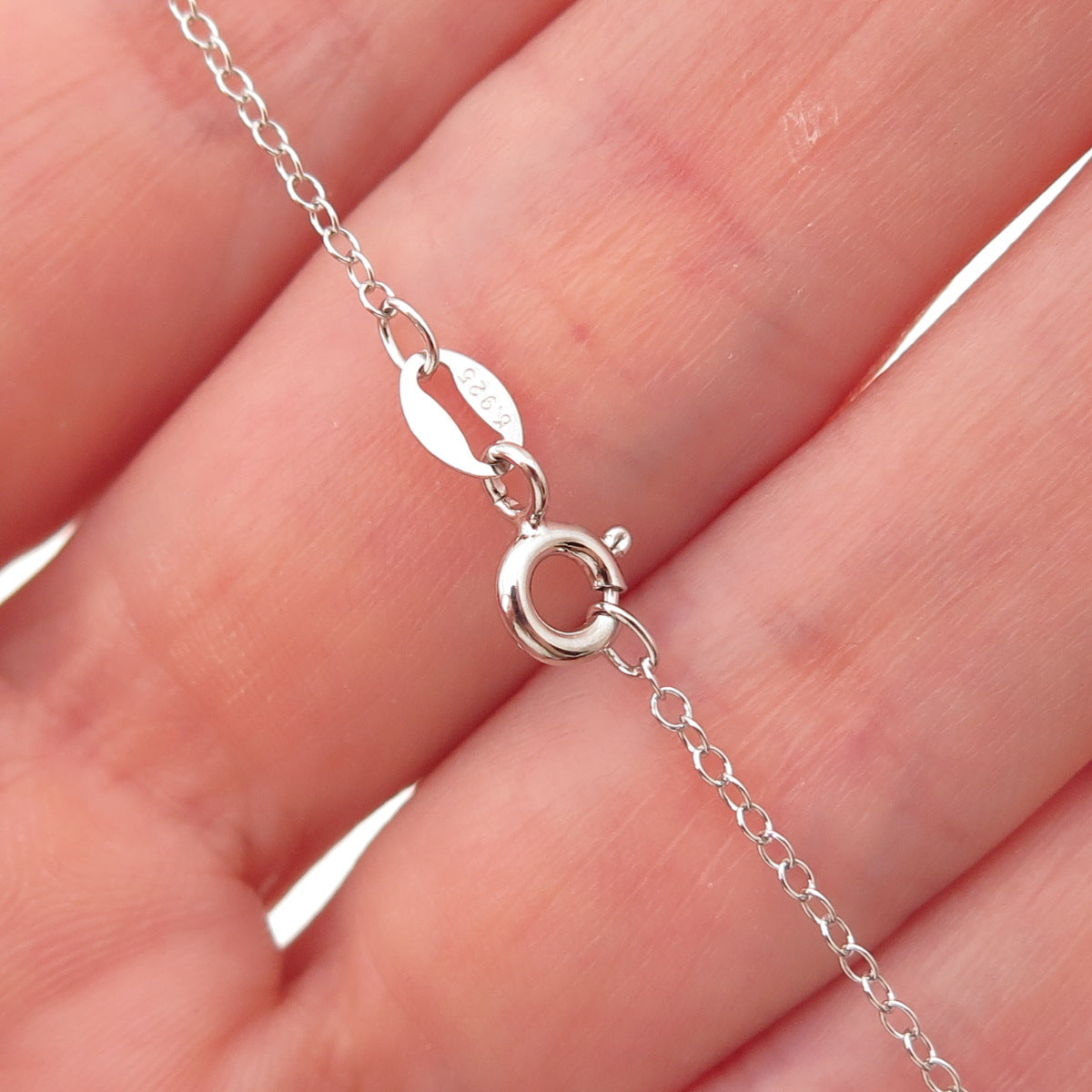Sun 925 Sterling Silver Real Opal & C Z Cable Chain Necklace 18"
