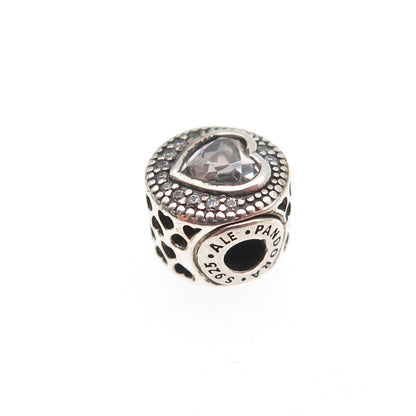 Pandora 925 Sterling Silver C Z Essence Passion Heart Slide Bead Charm