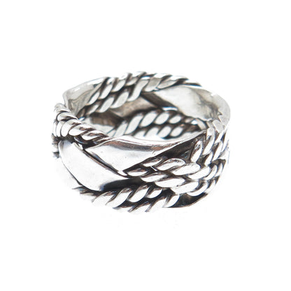 DOMINIQUE DINOUART 925 Sterling Vintage Mexico Crisscross Band Ring Size 6.25