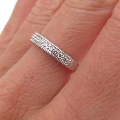 JH Young 925 Sterling Silver Round-Cut C Z Half Eternity Band Ring Size 7