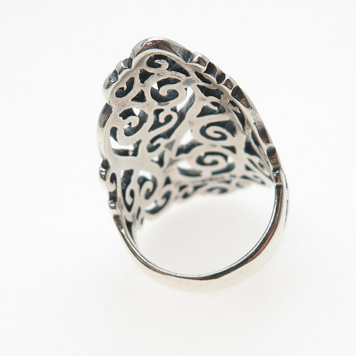 925 Sterling Silver Vintage Swirl Oxidized Ring Size 6.5