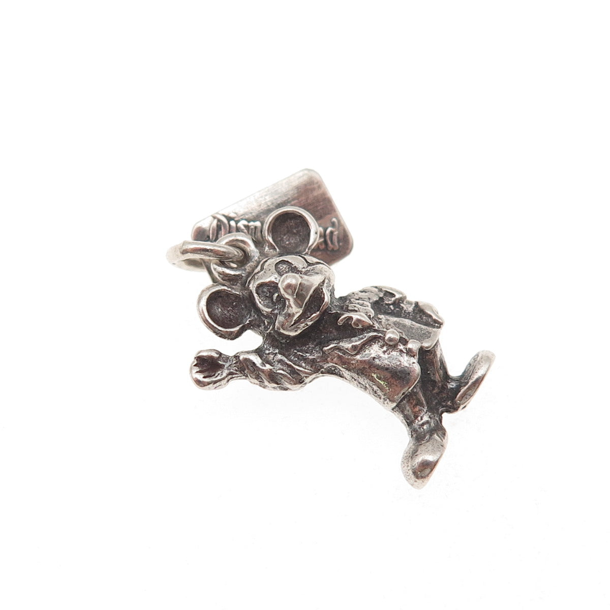 Walt Disney 925 Sterling Silver Vintage Mickey Mouse Oxidized 3D Charm Pendant