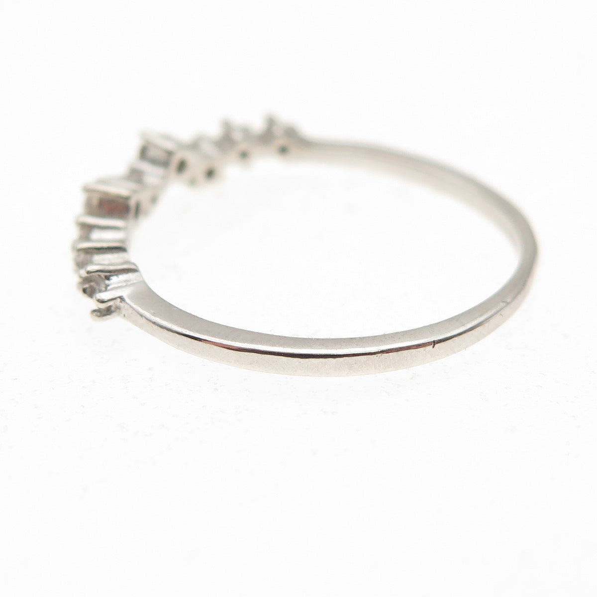925 Sterling Silver Round-Cut C Z Half Eternity Stackable Ring Size 7.25