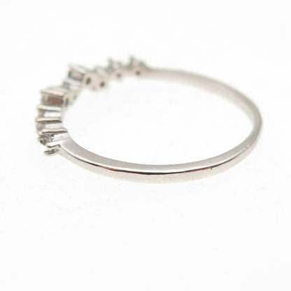 925 Sterling Silver Round-Cut C Z Half Eternity Stackable Ring Size 7.25
