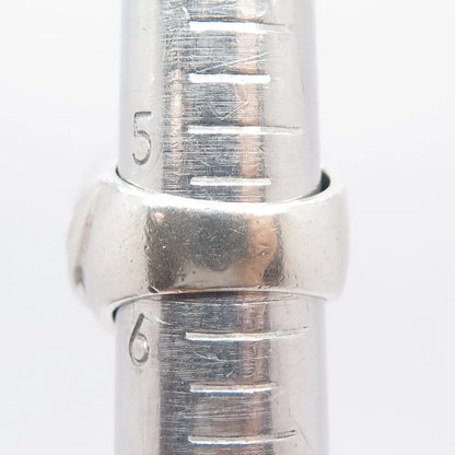 925 Sterling Silver Vintage Modernist Ribbed Wide Ring Size 5.75