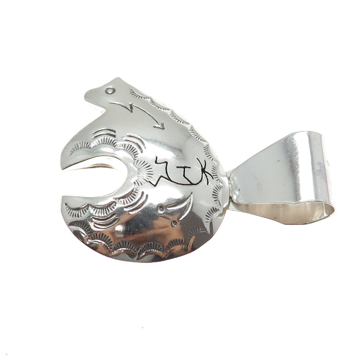 Sunwest & Kenneth Etsitty Navajo Old Pawn Sterling Silver Native Bear Pendant