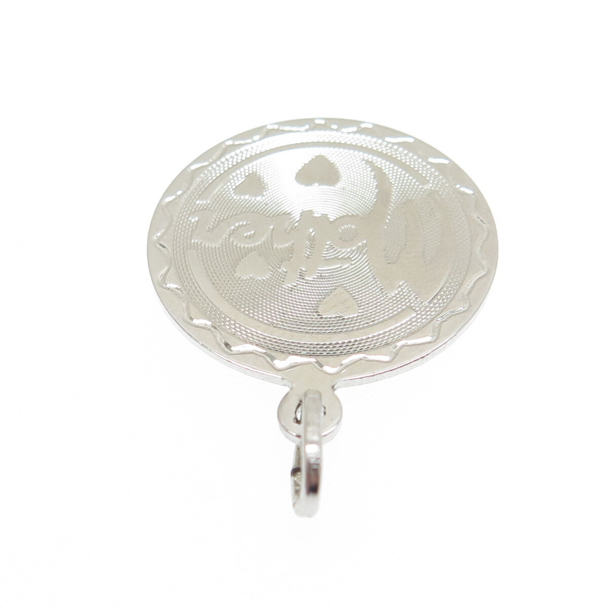 SPENCER CO. 925 Sterling Silver Vintage "Mother" Textured Round Charm Pendant