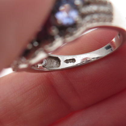 Chuck Clemency 925 Sterling Silver Real Oval & Round-Cut Tanzanite Ring Size 8