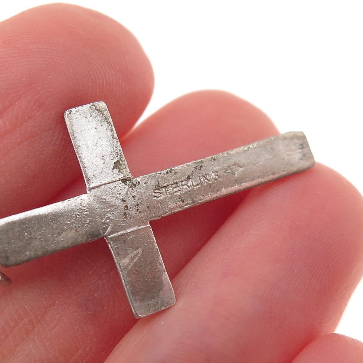 Vargas 925 Sterling Silver Antique Art Deco Cross Oxidized Charm Pendant