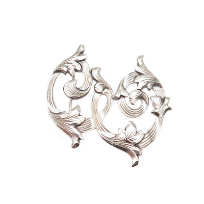 Plafina 925 Sterling Silver Vintage Mexico Letter E Floral Oxidized Pin Brooch