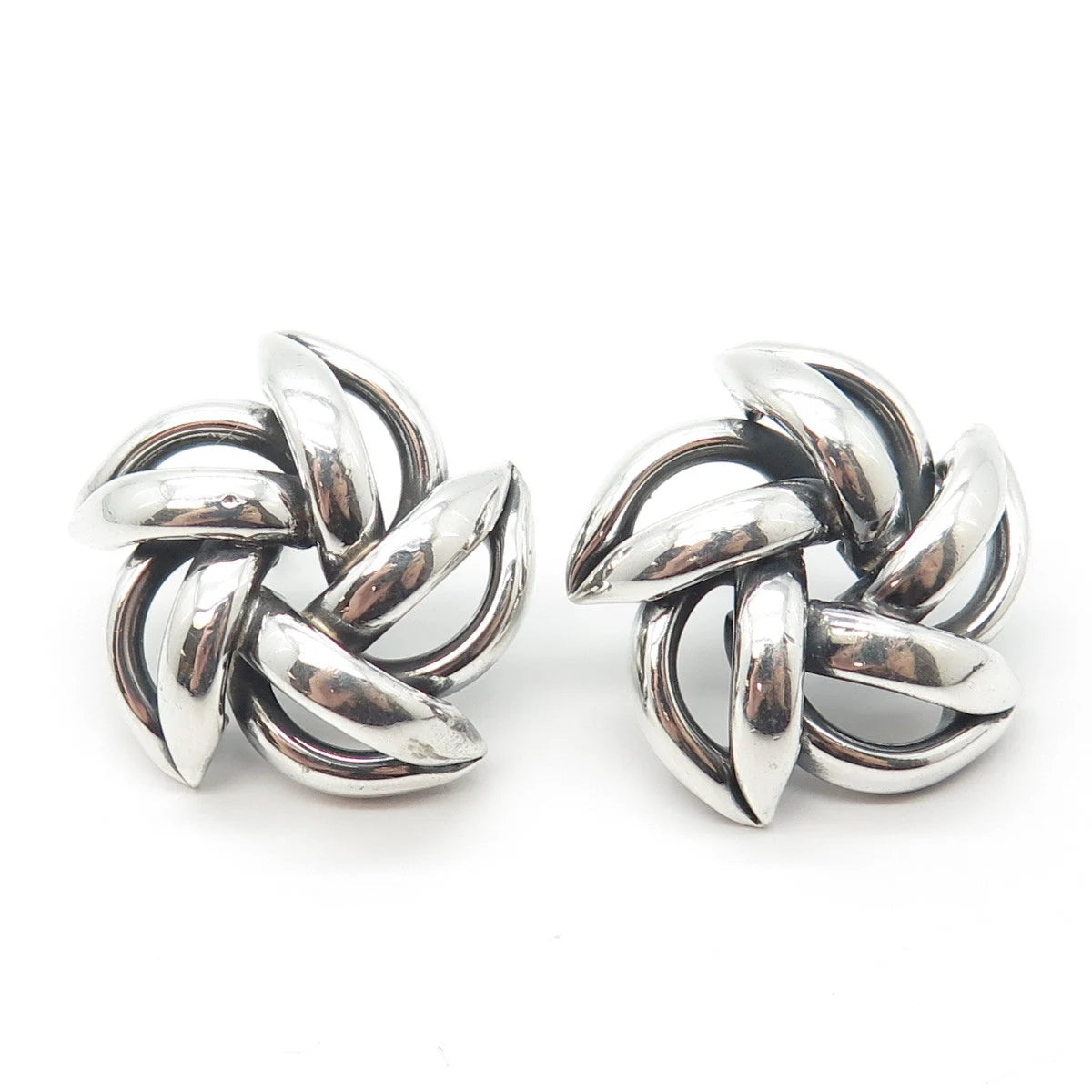 925 Sterling Silver Vintage Modernist Windmill Earrings