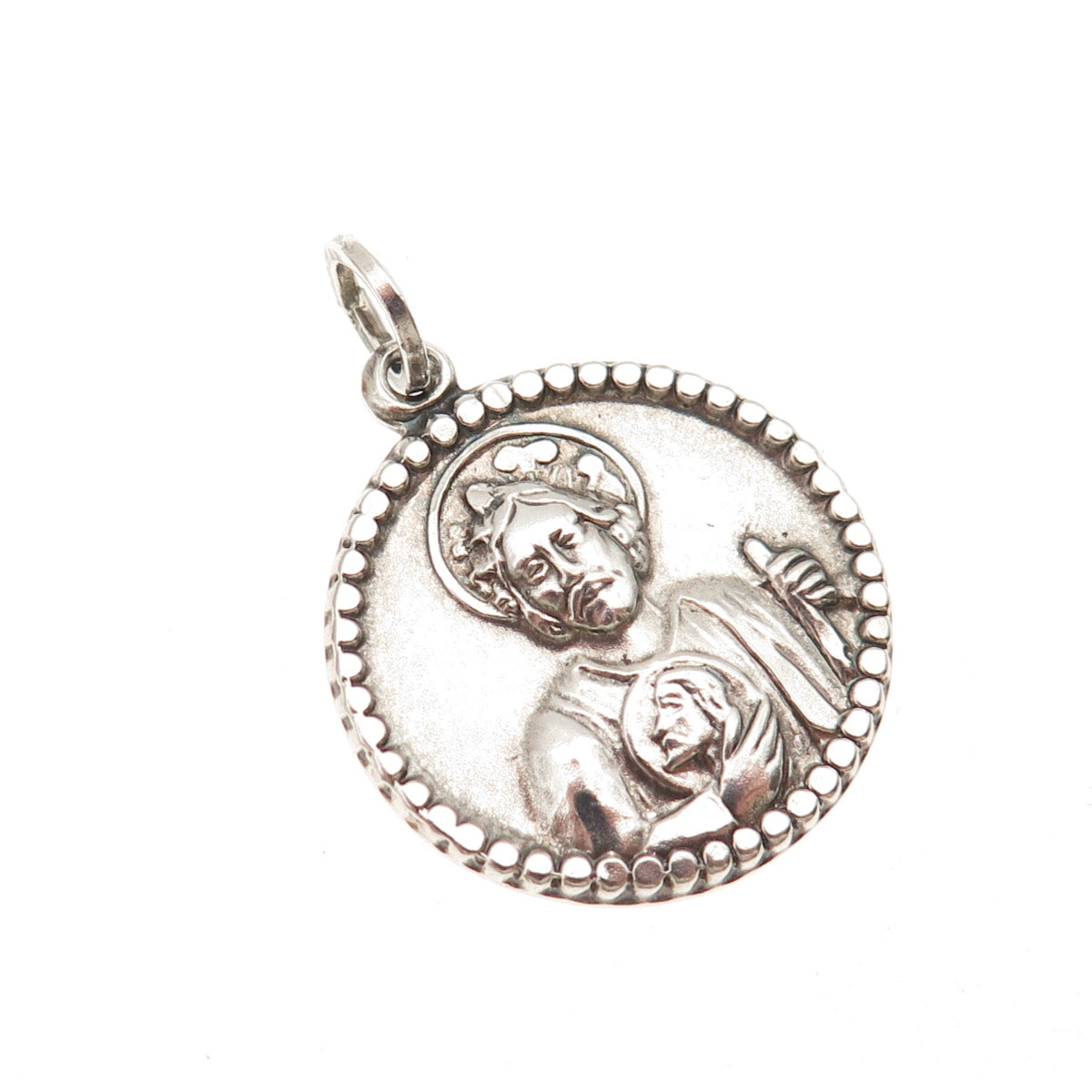 M. De Jean 925 Sterling Silver Vintage Saint Jude Thaddeus Charm Pendant
