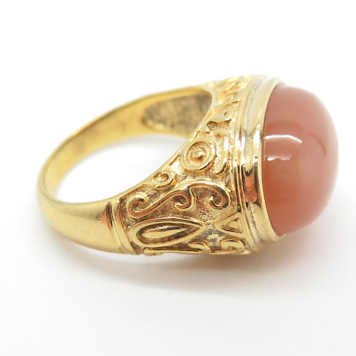 CID Clyde Duneier Sterling Silver Gold Plated Optic Fiber Cat Eye Ring Size 7.25