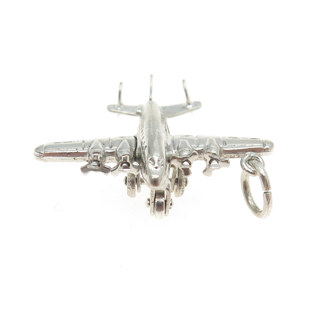 925 Sterling Silver Antique Art Deco Four-Engine Bomber Charm Pendant