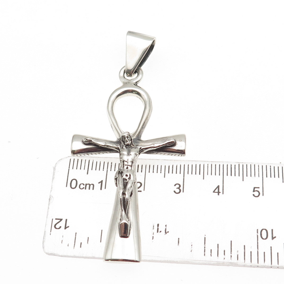 925 Sterling Silver Vintage Egyptian Ankh Crucifix Cross Charm Pendant