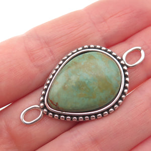 AVA 925 Sterling Silver Vintage Real Royston Turquoise Centerpiece Slide Pendant
