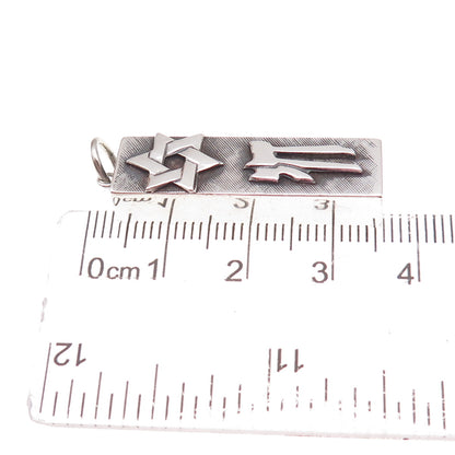 925 Sterling Silver Antique Art Deco Star of David & Chai Mezuzah Charm Pendant