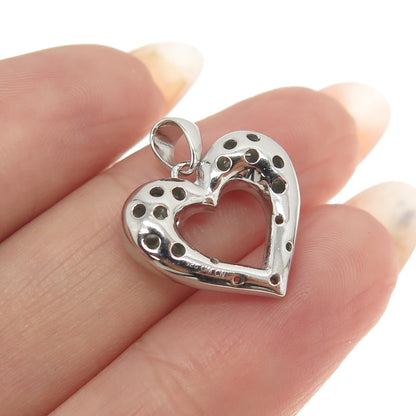 925 Sterling Silver Round-Cut Shaped C Z Open Heart Pendant