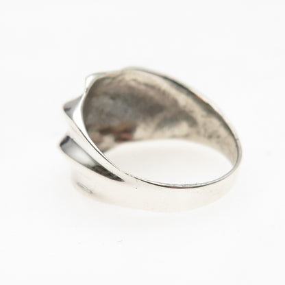 925 Sterling Silver Vintage Modernist Ribbed Ring Size 7