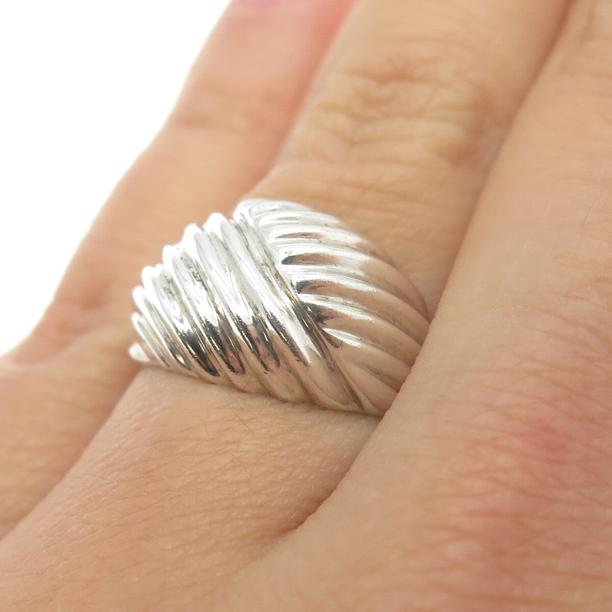 ESPO Joseph Esposito 925 Sterling Silver Vintage Twisted Ribbed Ring Size 7