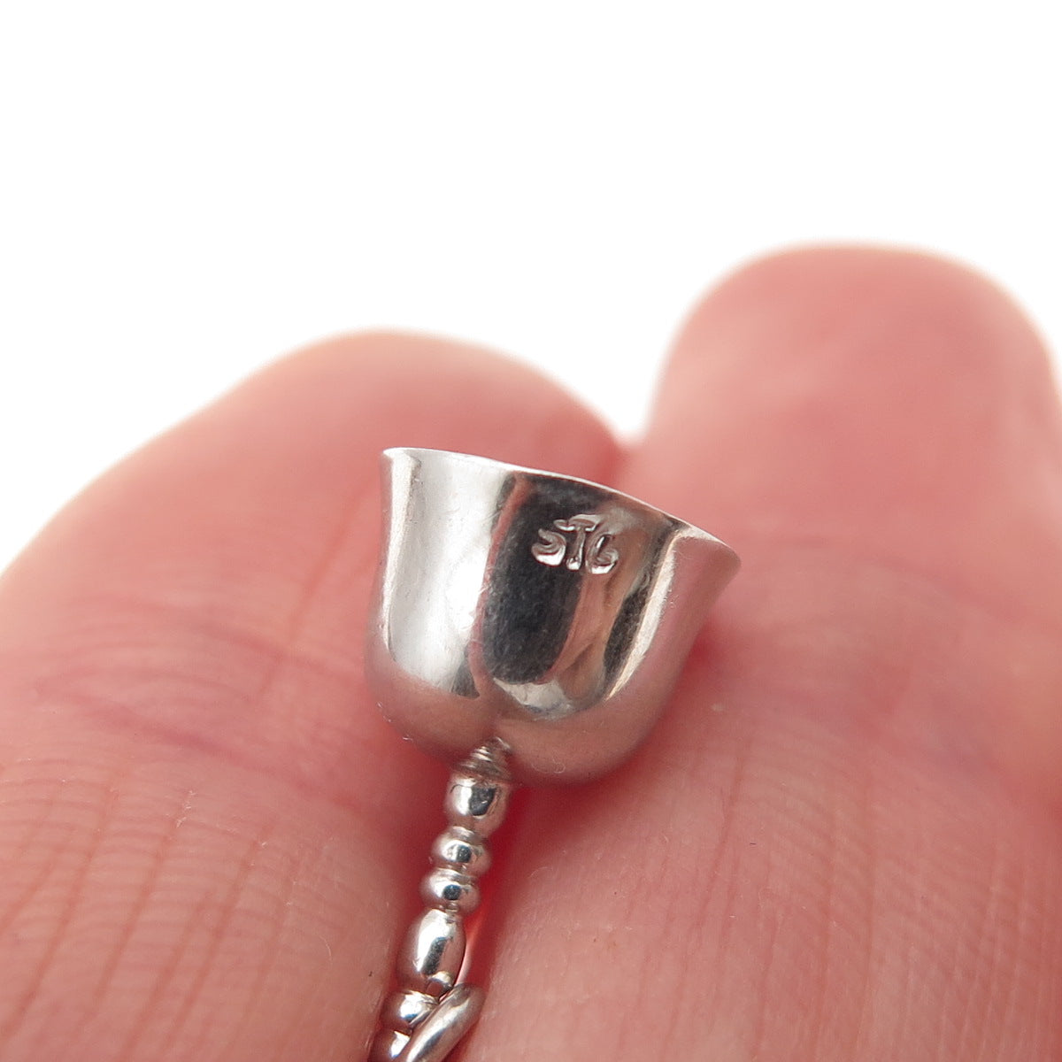 925 Sterling Silver Antique Art Deco Bell 3D Mini Charm Pendant