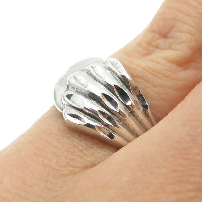 925 Sterling Silver Vintage Diamond-Cut Overlap Ring Size 5.75