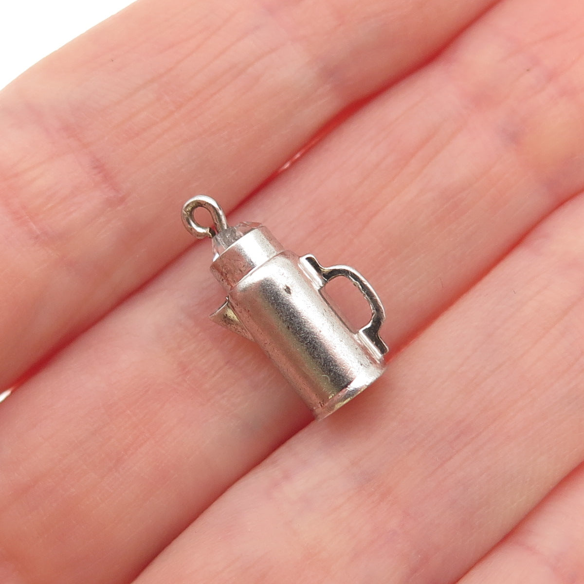925 Sterling Silver Antique Art Deco Coffeepot 3D Mini Charm Pendant