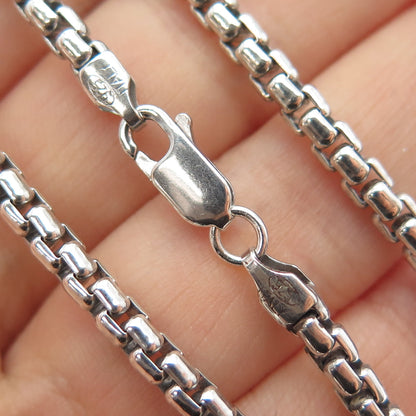 925 Sterling Silver Vintage Italy Round Box Chain Necklace 24"